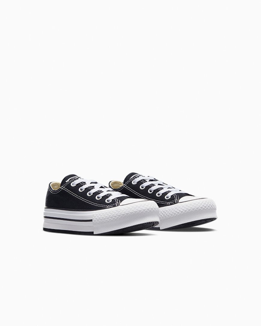 Zapatos Plataforma Converse Chuck Taylor All Star Lift Bajas Niña Negras Blancas Negras | PE 0LP8E2